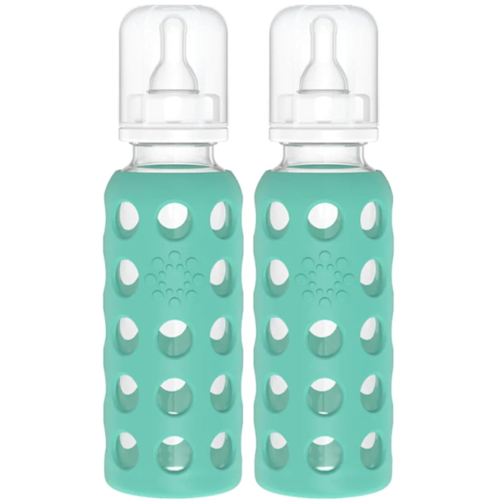 Lifefactory Glass Baby Bottle with Silicone Sleeve 9 Ounce 2 Pack - Kale
