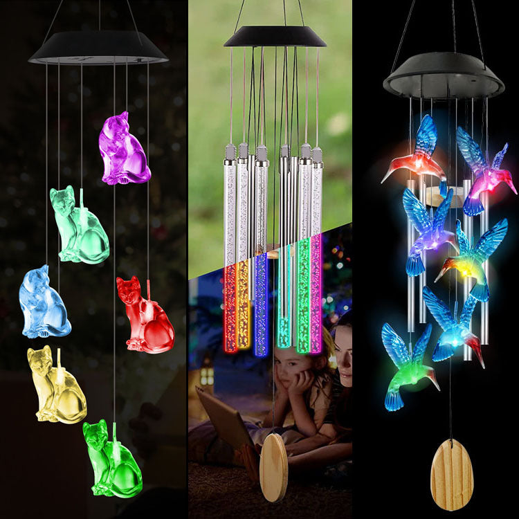 Outdoor Solar LED Wind Chime Light - Hummingbird Design