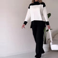 2023 Fall Fashion Color Block Top & Wide Leg Pants Set