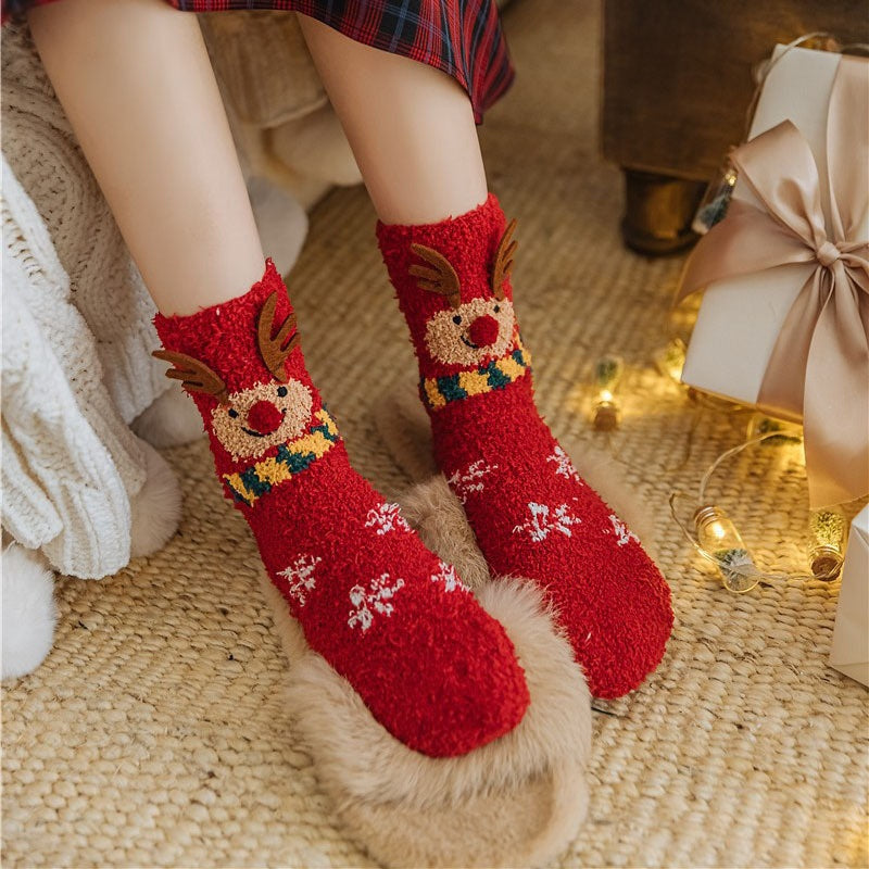 Cozy Cute Coral Fleece Plush Sleep Socks