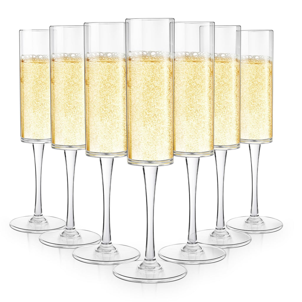 mwellewm 24 Pcs Plastic Champagne Flutes 6 Oz Disposable Acrylic Unbreakable Clear Champagne Glasses Bulk for Party Anniversary Birthday Wedding (Clear)