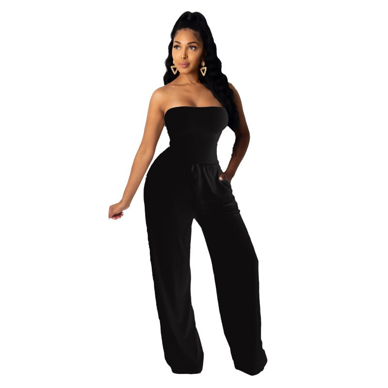 "9336 Women's Loose Solid Color Jumpsuit"