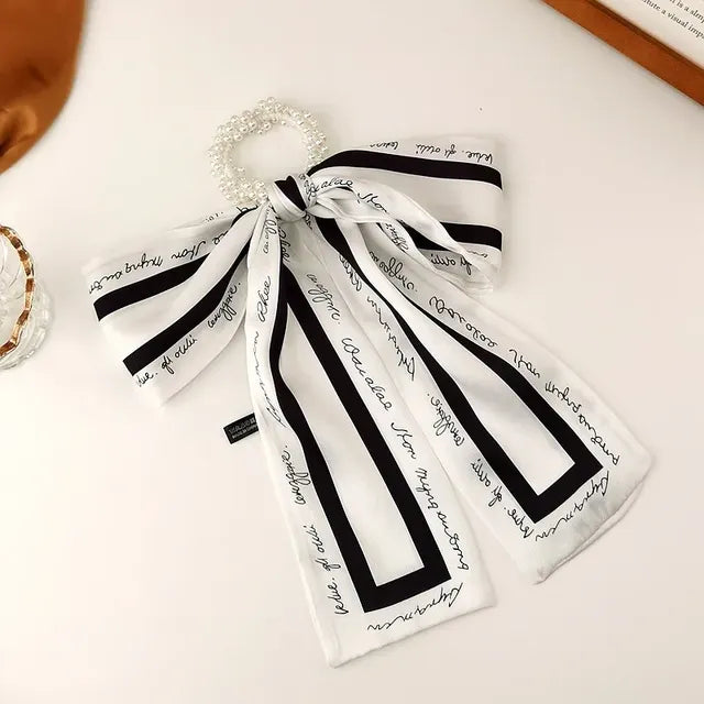 Trendy Pearl Ribbon Scarf Hair Band for Women