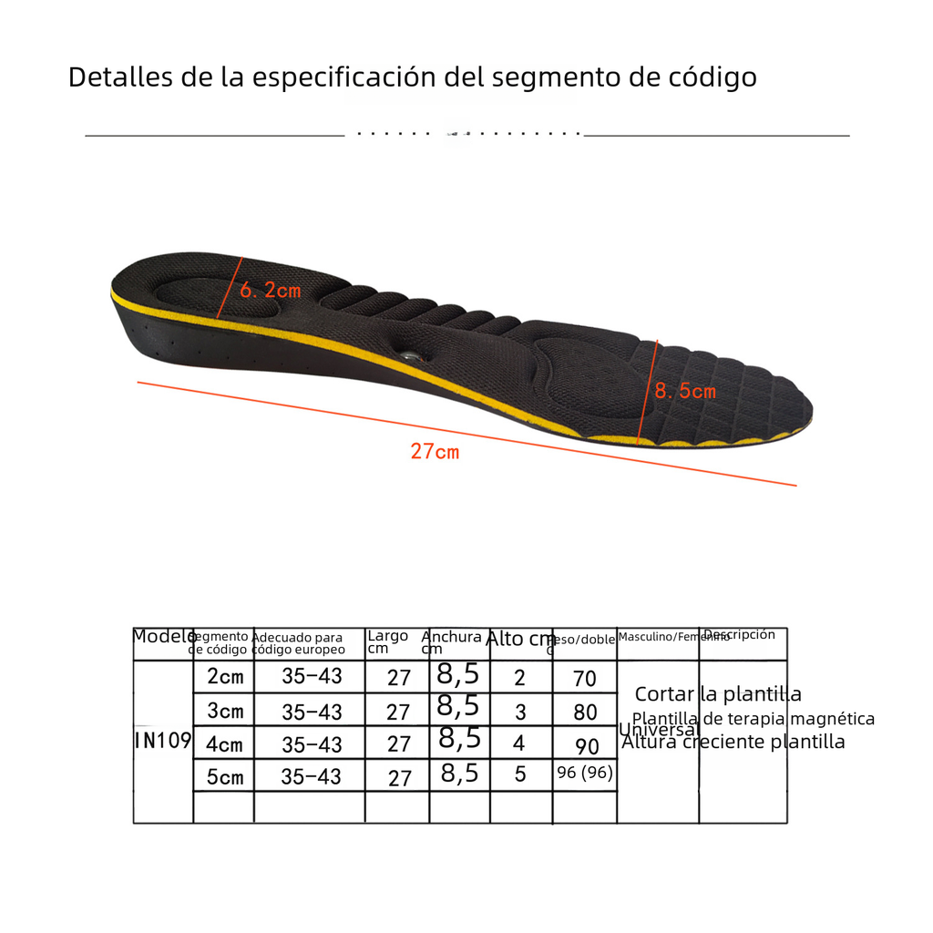 EVA Magnetic Height Increase Insoles for Sports (2-4cm)