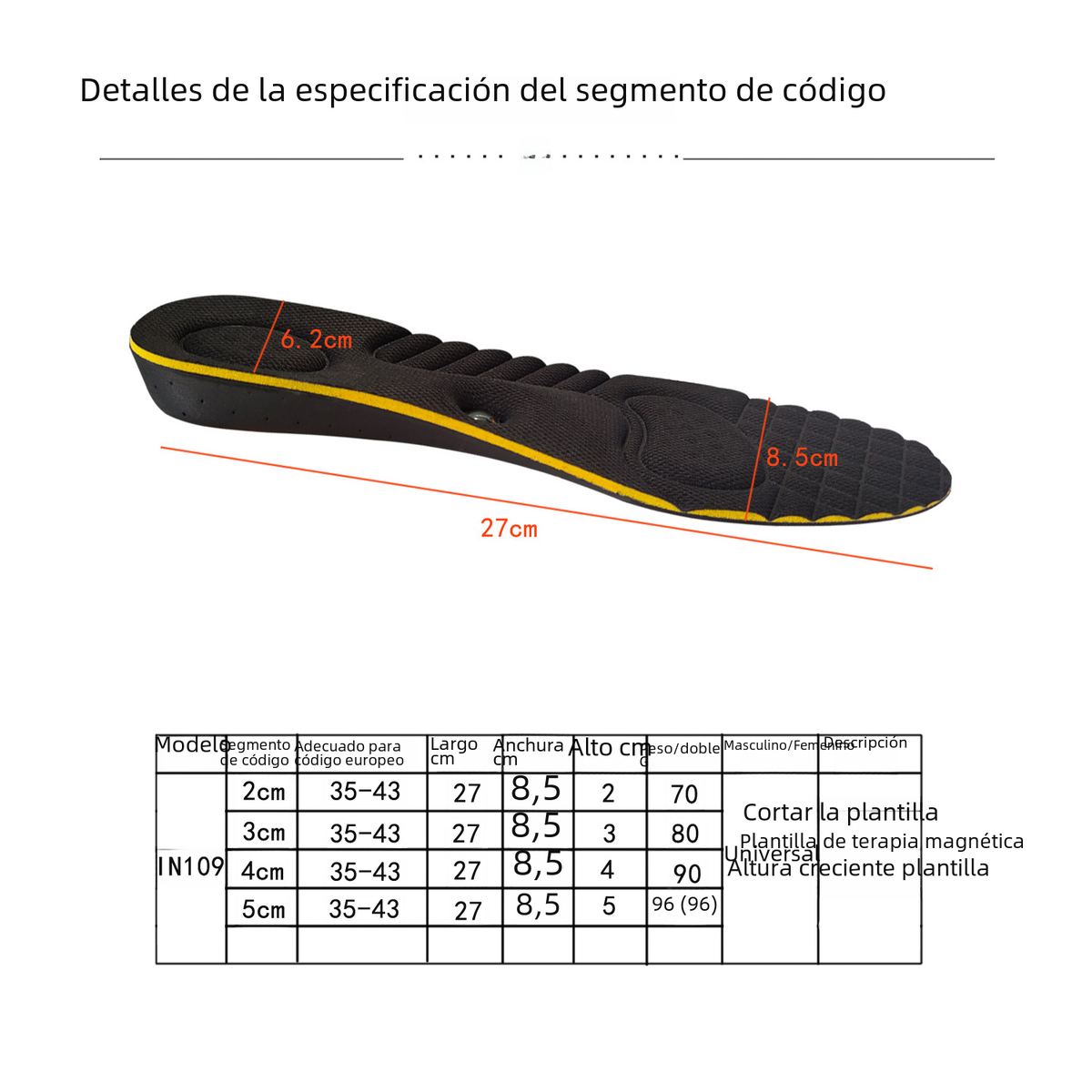 EVA Magnetic Height Increase Insoles for Sports (2-4cm)