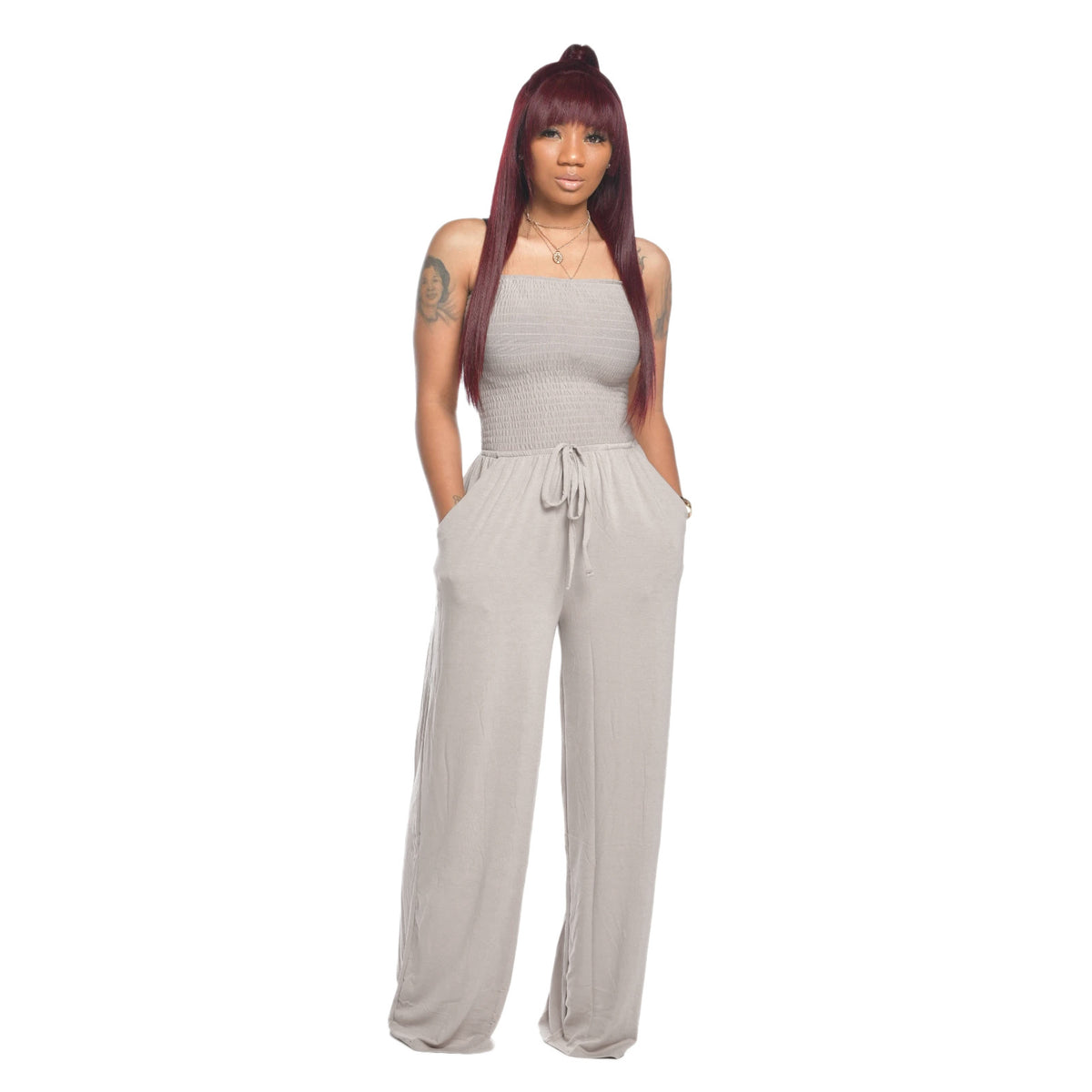"9336 Women's Loose Solid Color Jumpsuit"