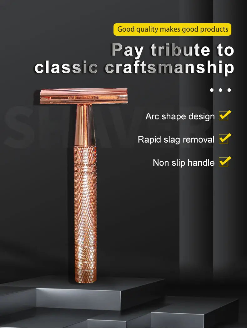 Double Edge Safety Razor with Long Handle for Men