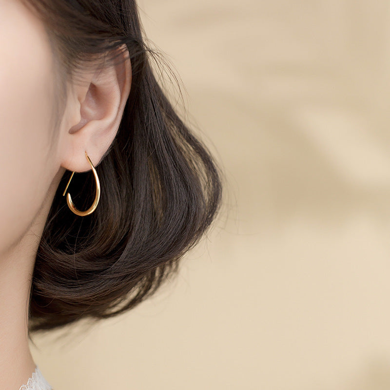 Nalan S925 Silver Hollow Water Drop Design Earrings