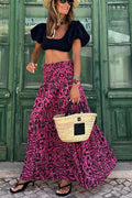 2023 Summer Floral Maxi Skirt with Elastic Waist