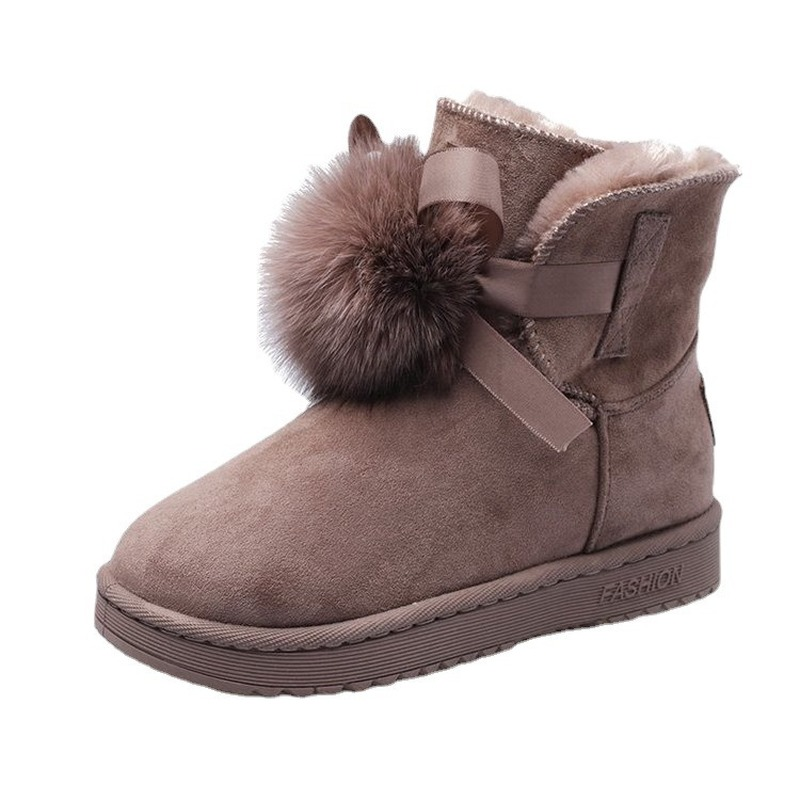 Spring Fashion Wool Ball Mid-Tube Casual Cotton Boots