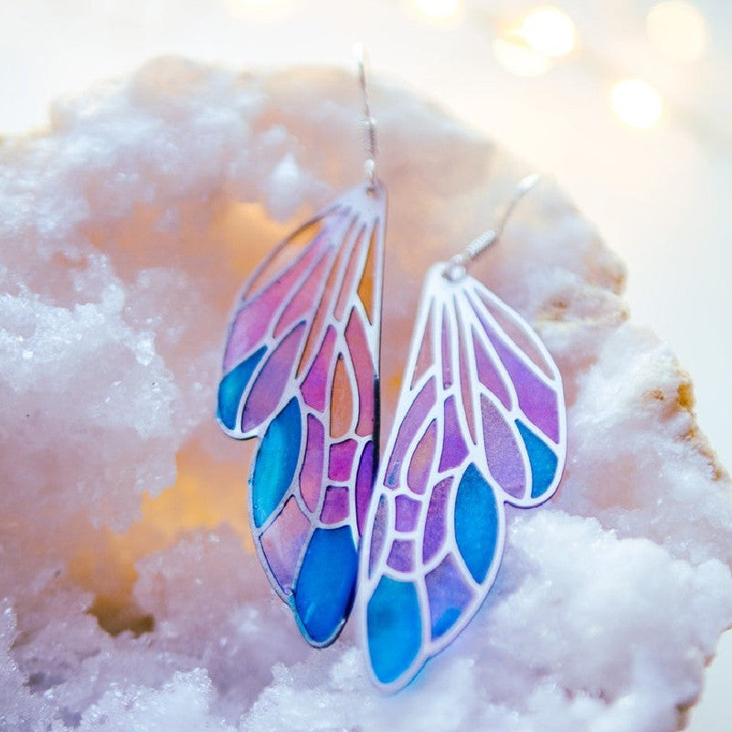 Gradient Colorful Butterfly Wing Earrings (Dreamy Design)