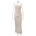 Shiny Ruched Strapless Long Dress for Women