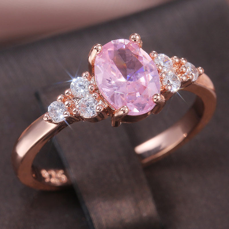 Pink Zircon Princess Ring with Copper Accent