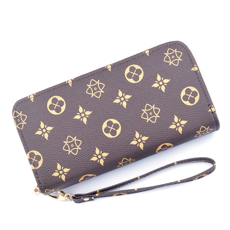 Stylish Women's Long Zipper Wallet with Floral Design