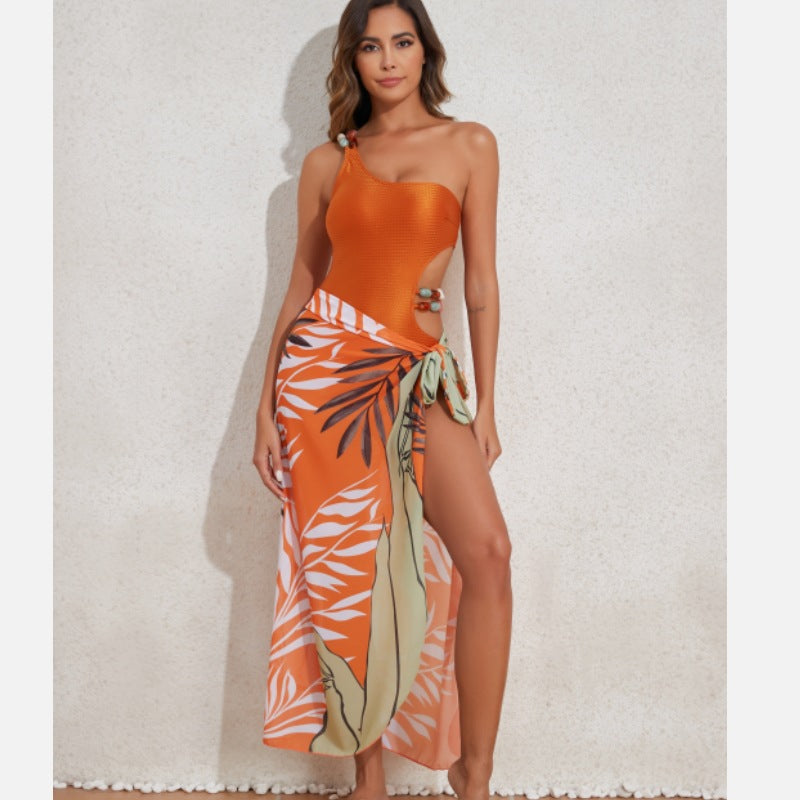 2024 Fashionable Print Bikini with Cover-Up Skirt