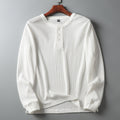 Men's Casual Long Sleeve T-Shirt in Solid Color Waffle