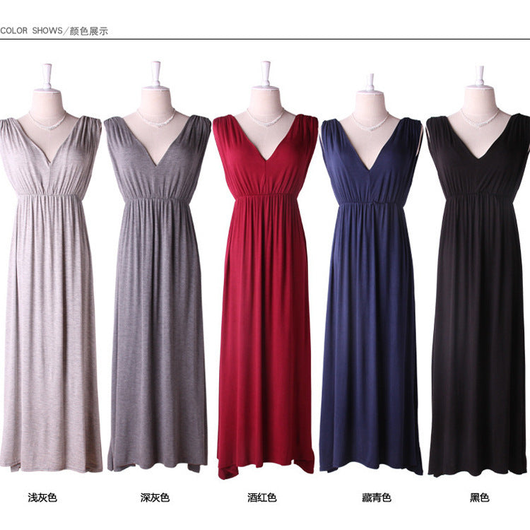 Summer Fashion Modal Loose Sleeveless Long Dress