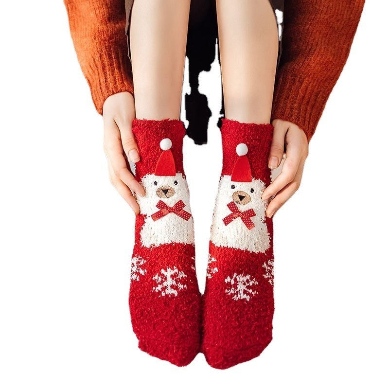 Cozy Cute Coral Fleece Plush Sleep Socks