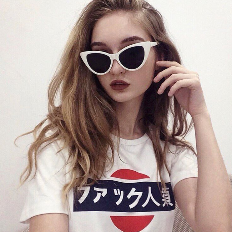 Japanese Casual Vintage Letter Print White T-shirt
