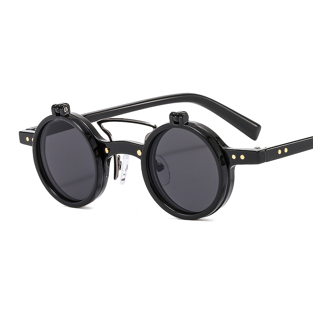 T307 Punk Round Frame Double-Layer Sunglasses
