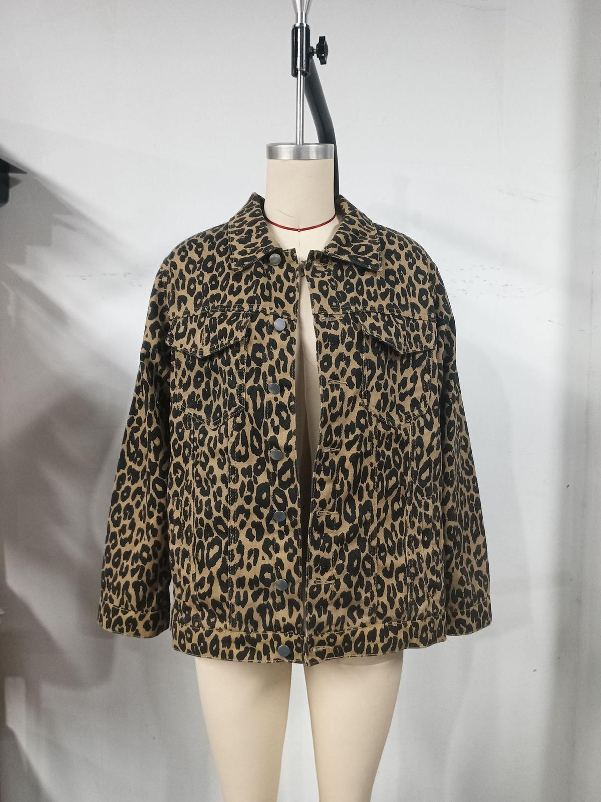 Vintage Leopard Print Cotton Jacket for Winter Streetwear