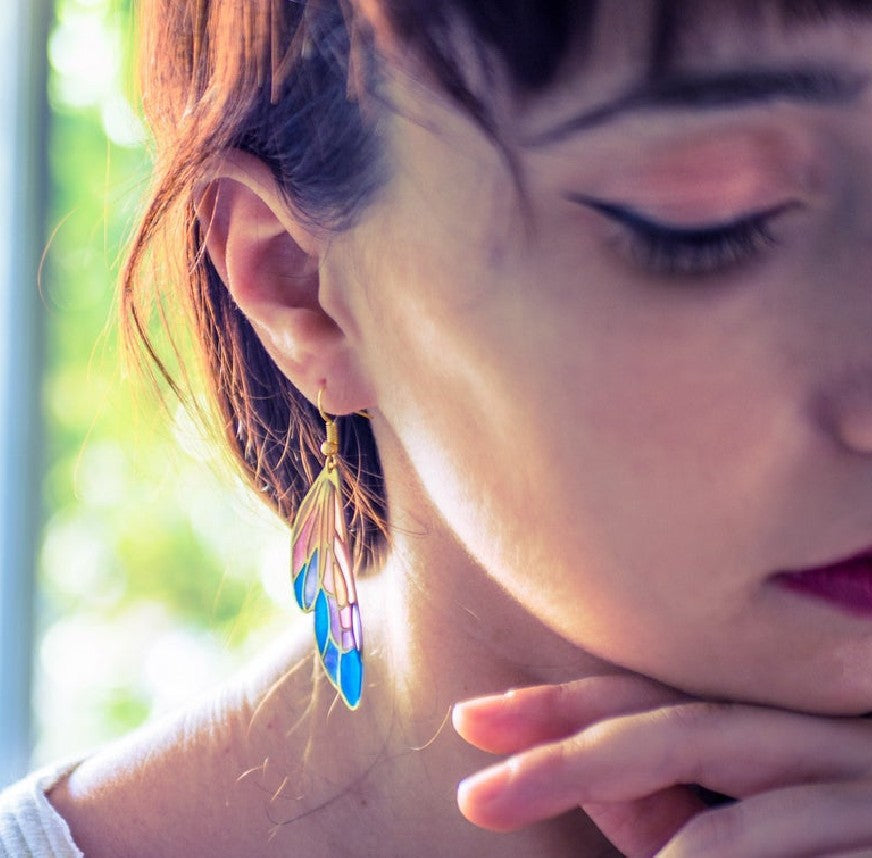 Gradient Colorful Butterfly Wing Earrings (Dreamy Design)