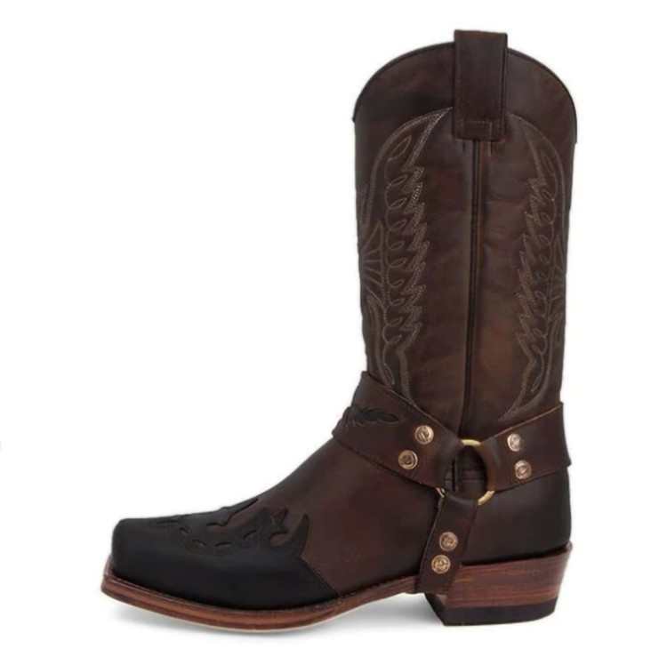 New European and American Round Toe Embroidered Boots