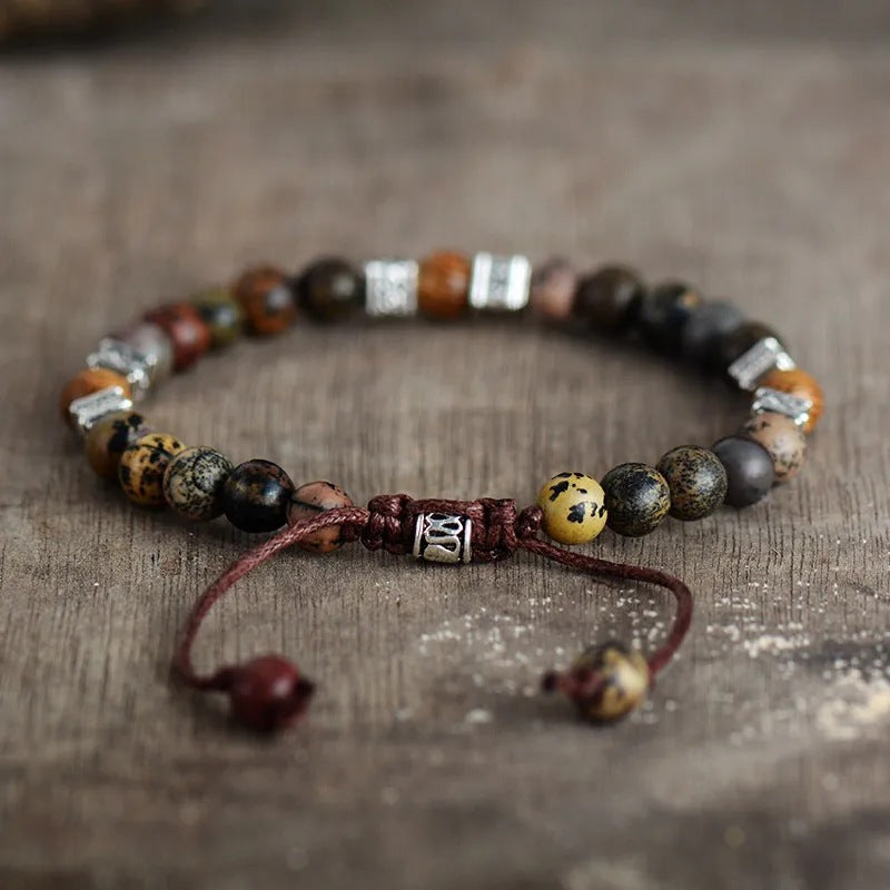 Men's Handmade Adjustable Agate Bead Bracelet (6/8MM)