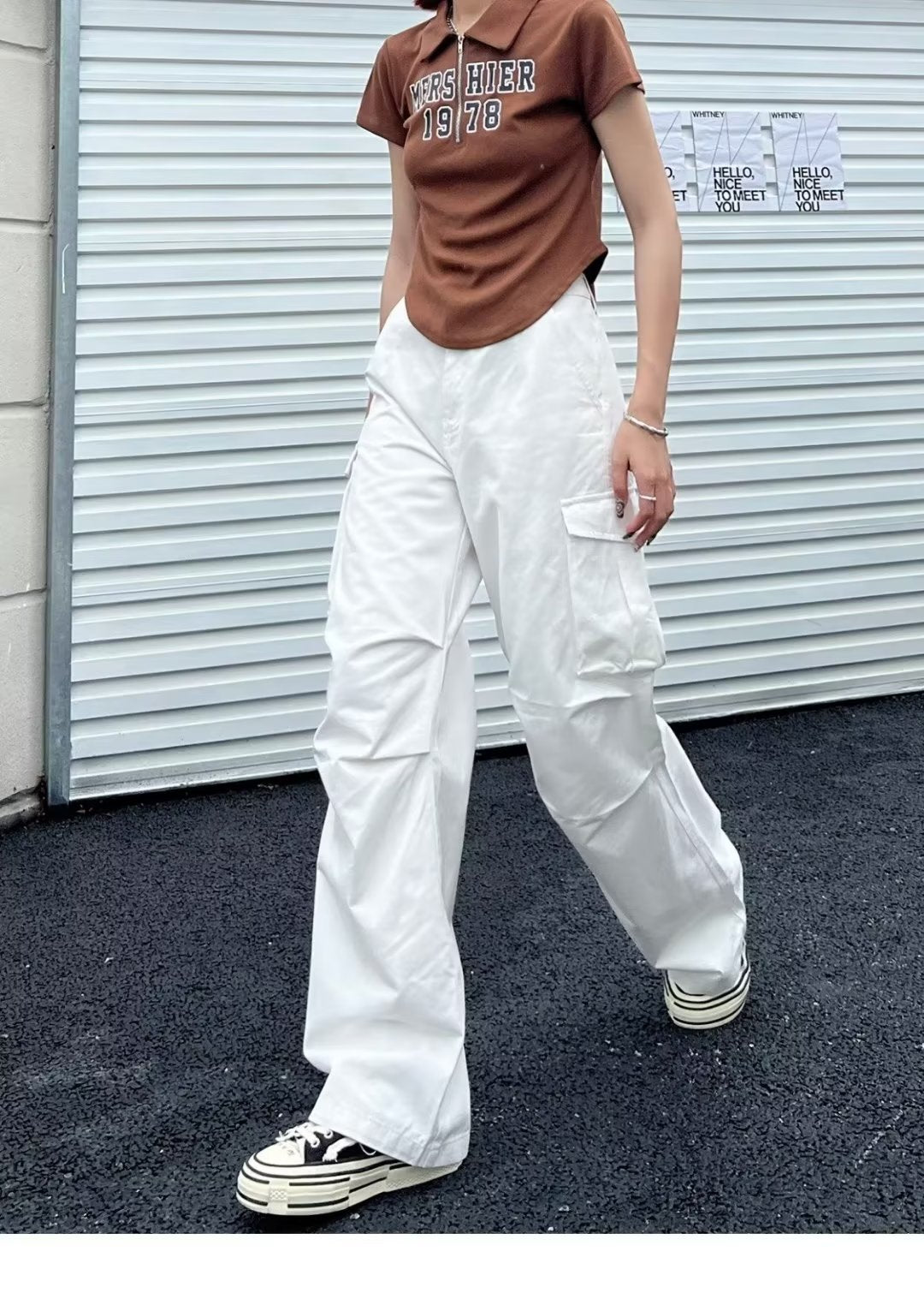 Brown High-Waisted Loose Fit Wide Leg Pants for Women