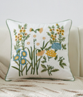 Embroidered Cushion Cover - Farmhouse Floral Design (Single)