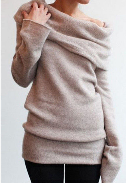 Trendy Off-Shoulder Sweatshirt with Layered Collar