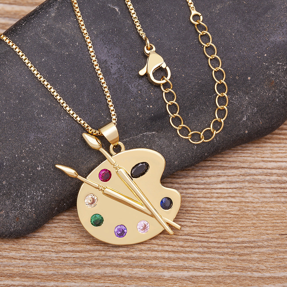 Creative Palette Pendant Necklace and Earrings Set
