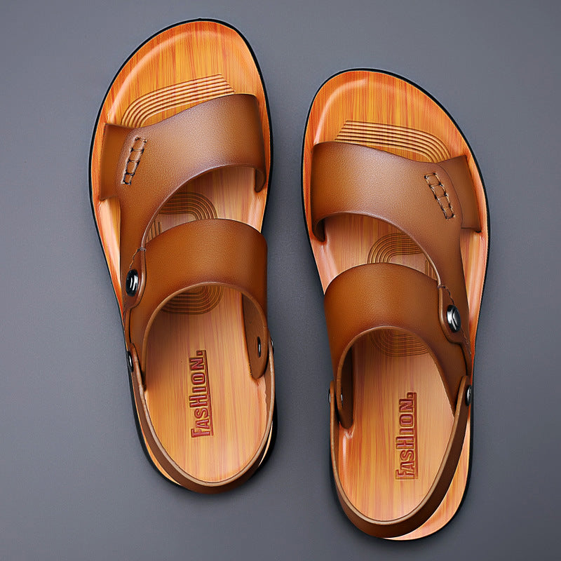 Men's Leather Sandals - Outdoor Travel Beach Slippers