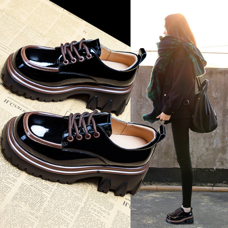 "Trendy Color Block Chunky Heeled Loafers for Women"