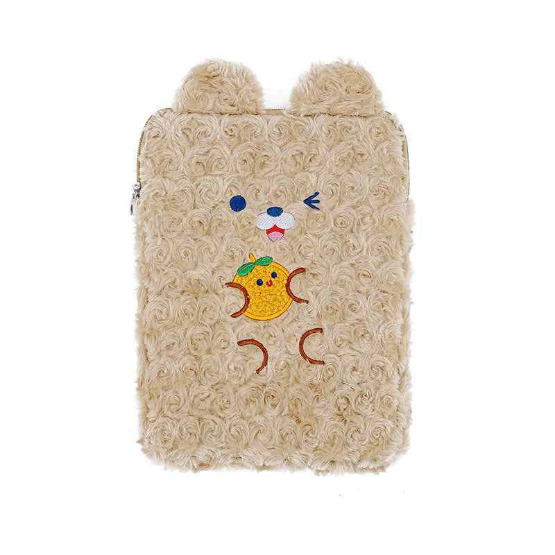 Kawaii 11-Inch Bear iPad Pouch with Plush Bunny Design