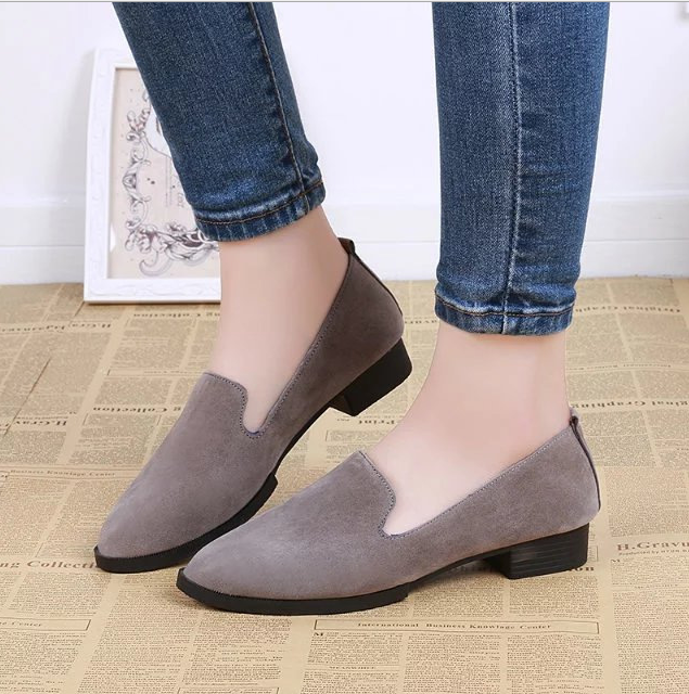 Suede Round Toe Slip-On Flat Casual Shoes