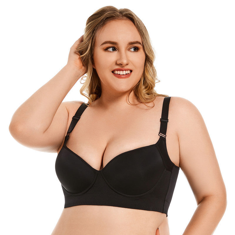 Seamless Deep V Underwire Bra for Full Bust Support