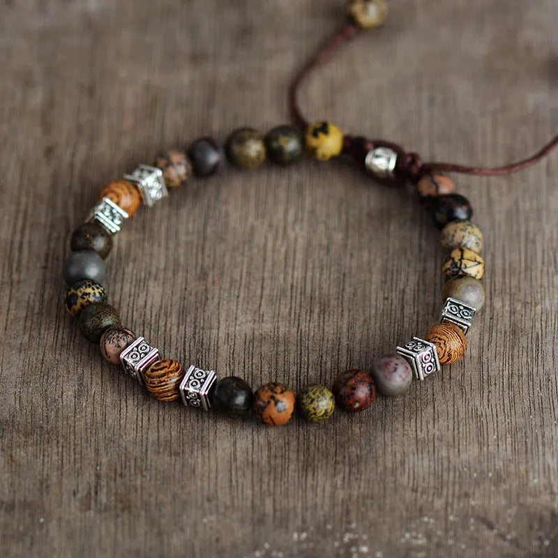 Men's Handmade Adjustable Agate Bead Bracelet (6/8MM)