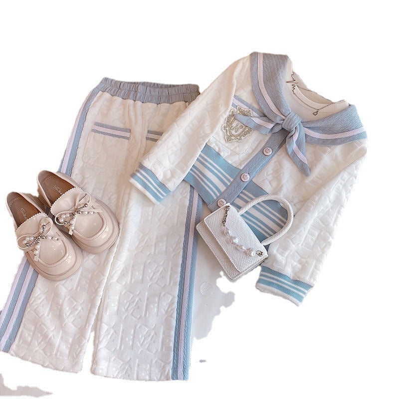 Chic Girls' Spring Fall Two-Piece Set with Long Sleeves