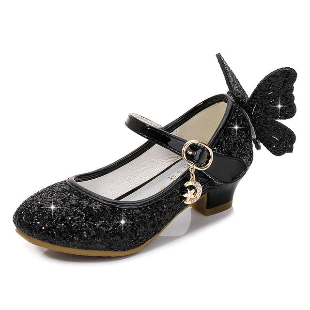 Princess Butterfly High Heel Dance Shoes for Girls
