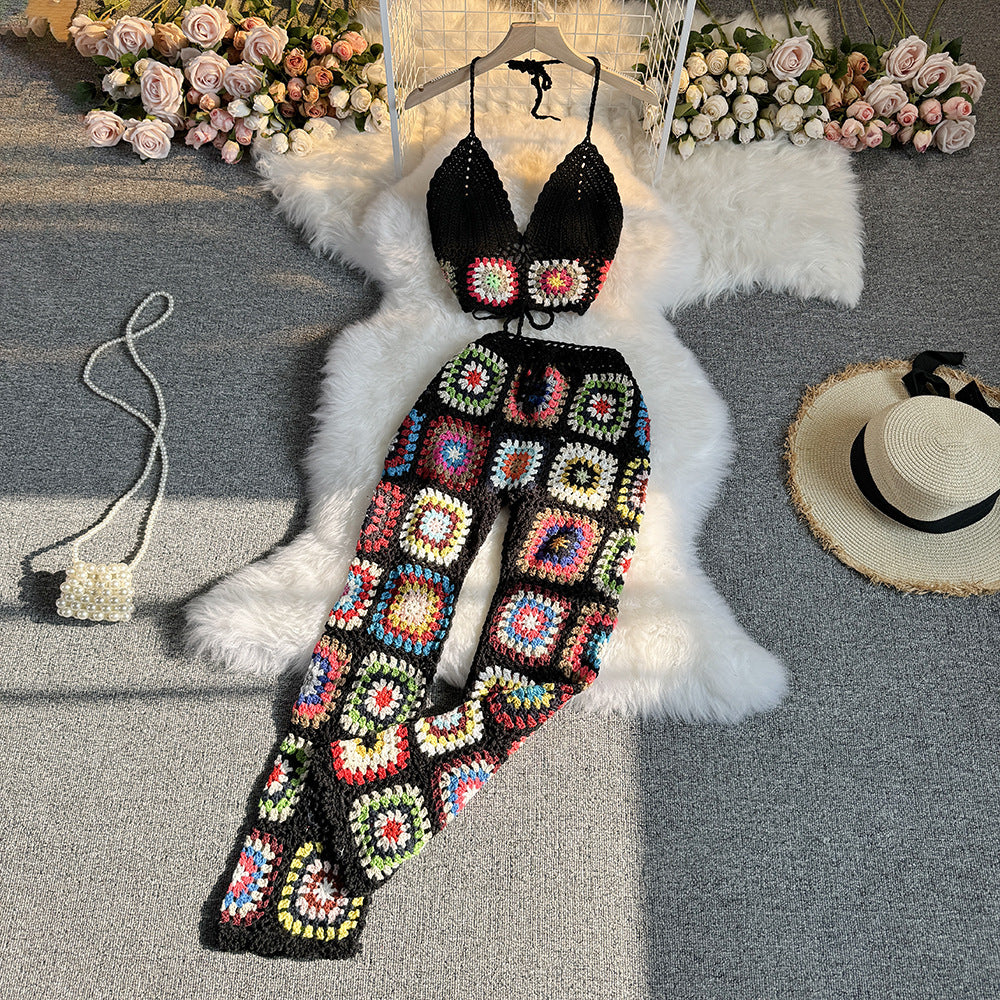 2023 Women's Summer Knitted Set with Wide-leg Pants