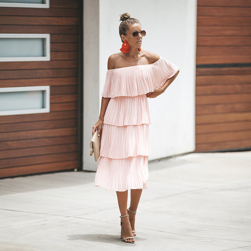 2018 Summer Off-Shoulder Layered Maxi Dress for Women