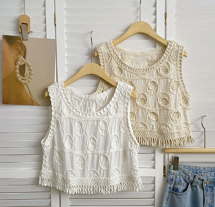 Vintage Ethnic Crochet Embroidered Summer Vest Top
