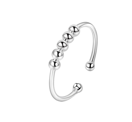 S925 Sterling Silver Rotatable Stress Relief Ring