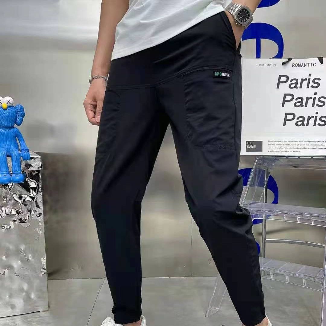 2023 Summer Ice Silk Men’s Casual Pants with Pockets