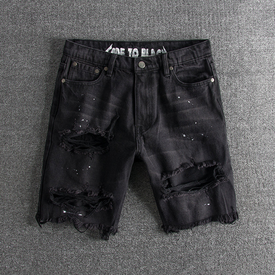Men's Ripped Hip Hop Denim Shorts for Summer Streetwear