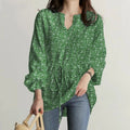 2023 Women's Long Sleeve V-Neck Floral Top with Bell Sleeves