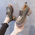 "Trendy Color Block Chunky Heeled Loafers for Women"