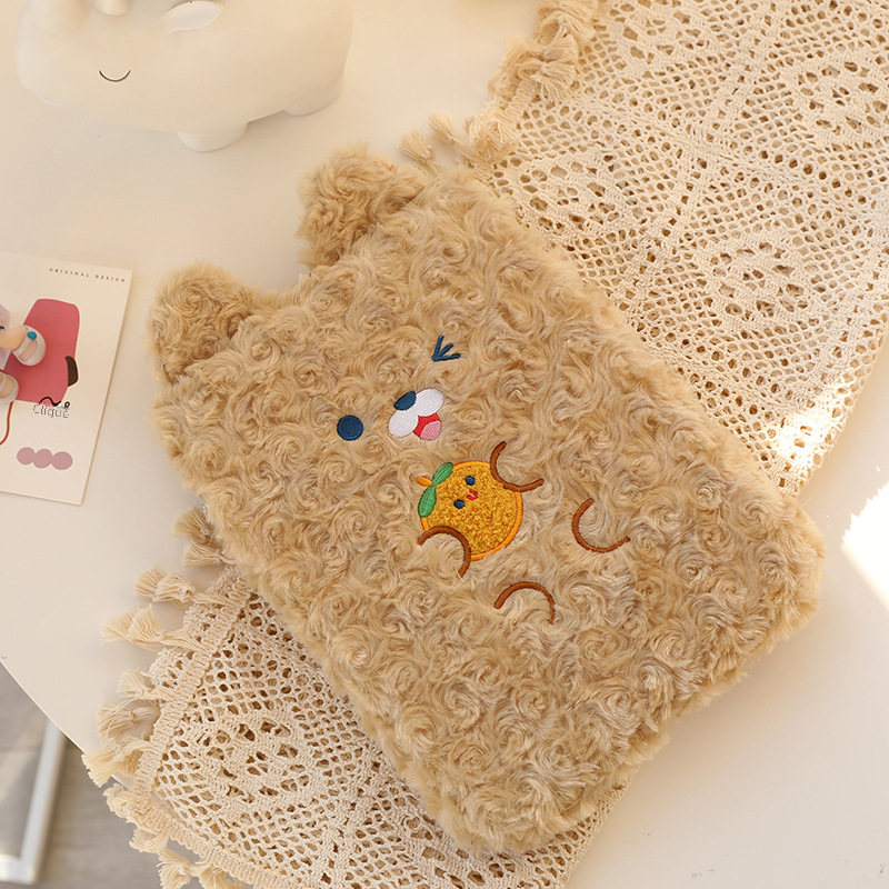 Kawaii 11-Inch Bear iPad Pouch with Plush Bunny Design
