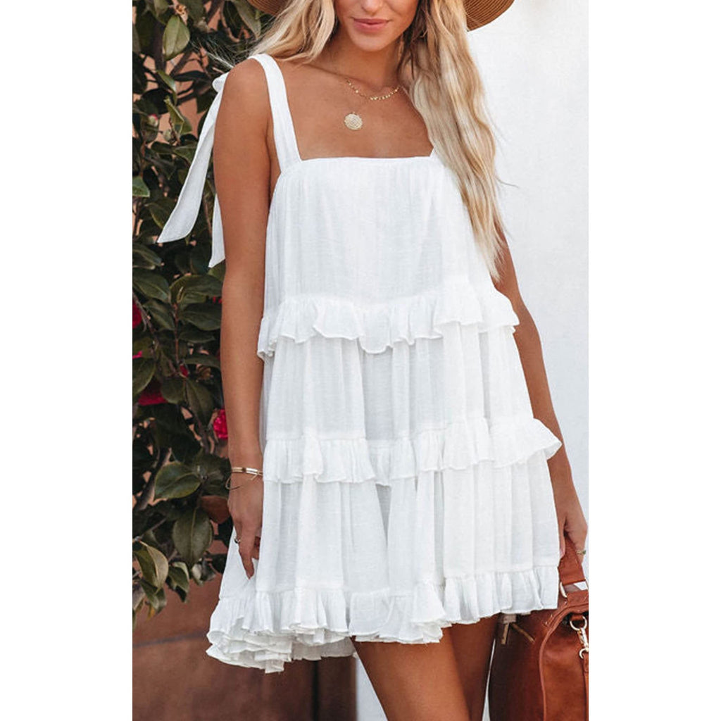 2023 Summer Ruffle Strap Dress with Tiered Design